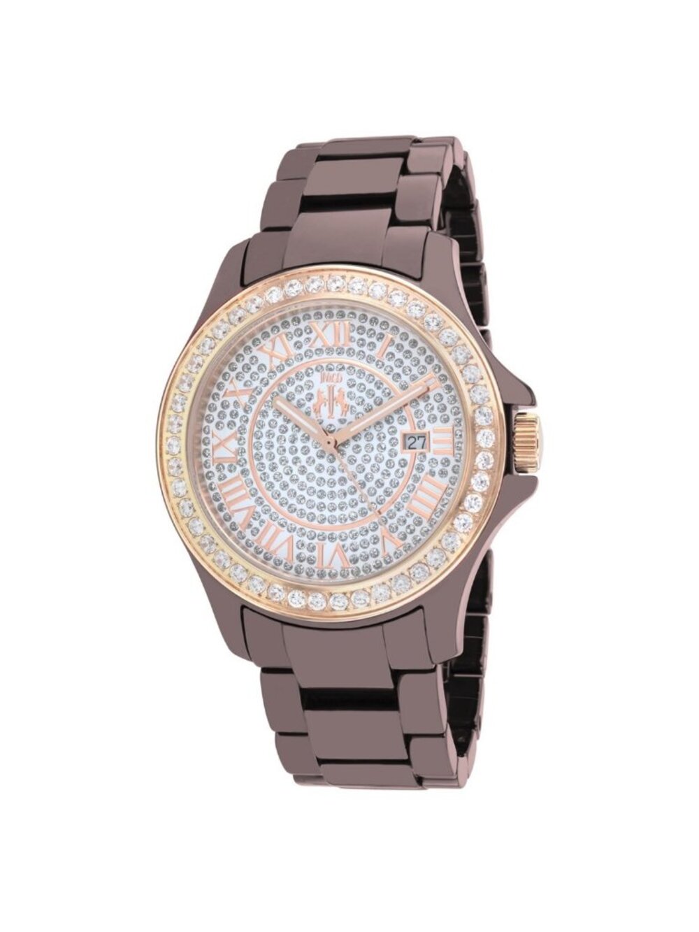 NWT Jivago Ceramic Crystal Pave Dial Ladies Maroon Watch